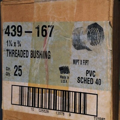Lasco 439-167 Threaded Reducer Bushing 1-1/4" x 3/4" MIPT x FIPT  (Box Of 25) - Image 1 of 2