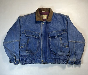 Vtg Levi's Denim Jacket Aztec Blanket Lined Westernwear Sz Large Cargo Pockets - Picture 1 of 7