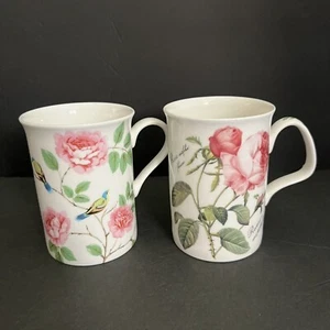 Set Of 2 Tea Mug Pink Roses Shabby Chic - Picture 1 of 17