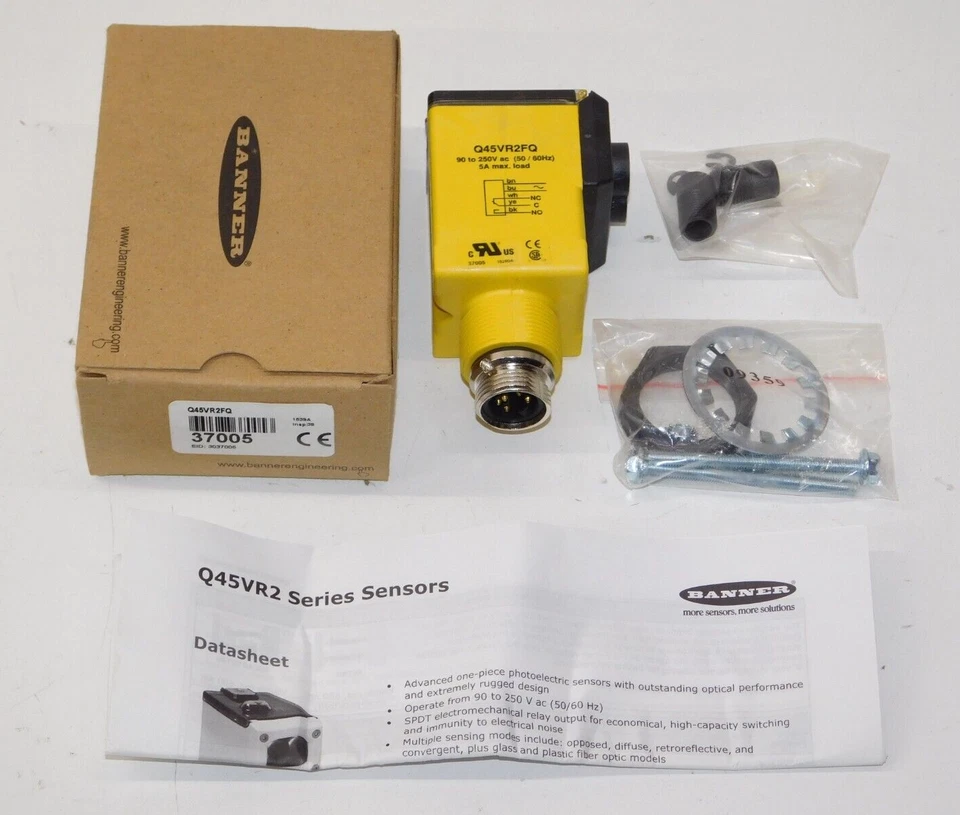 New Banner Engineering Q45VR2FQ 37005 Photoelectric Sensor 5A 90-250V AC Module - Image 1 of 3