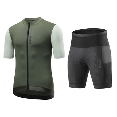 WOSAWE Men's Cycling Jersey Sets Breathable Short Sleeve & Shorts Multi-pockets - Image 1 of 4