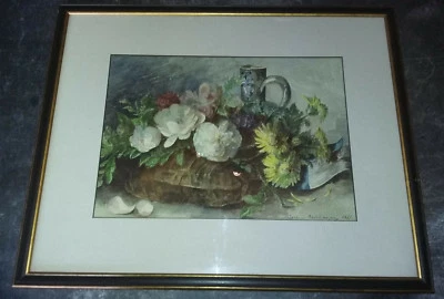 Nature morte aquarelle Jacques REDELSPERGER -1887 - 35 x 25 - encadré sous verre - Photo 1/4