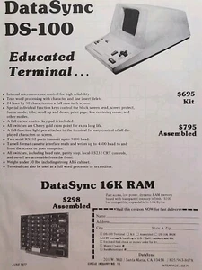 DataSync Computer Terminal Santa Maria CA 16K RAM Vintage Print Ad 1977 - Picture 1 of 4