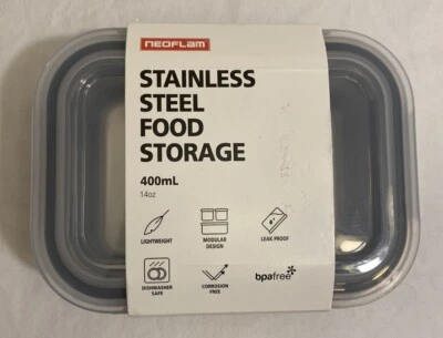Contenedor de almacenamiento de alimentos de acero inoxidable Neoflam con tapa 400 ml NUEVO Foto 1 de 4