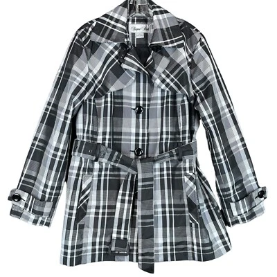 Gabardina de longitud media Regent Park para mujer L negra gris blanca bolsillos con cinturón Foto 1 de 4