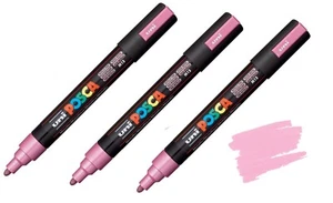 p5 Uni Posca PC-5M Paint Marker Pens Bullet Tip Set of 3 Metalic Pink - Picture 1 of 3