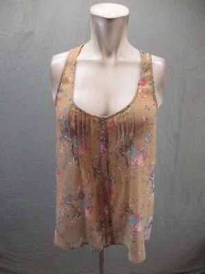 FOREVER 21 Talla M Mujer Beige Cuello Redondo Plisado Botones Sin Mangas Mameluco 684 Foto 1 de 4