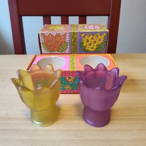 Vintage 1970s Avon Floral Medley Candles in Glass Votives - Picture 1 of 7