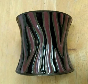 Wide Metal Black Purple Painted Egyptian Boho Gypsy Ethnic Cuff Bracelet - Picture 1 of 5