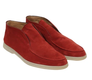Botín Chukkas Loro Piana Open Walks US 13 46 Rojo Gamuza Sin Cordones Medio Top - Imagen 1 de 9