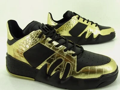 Giuseppe Zanotti Baskets Basses À Lacets Chaussures De Course Taille 39 Noir/Or - Photo 1/4