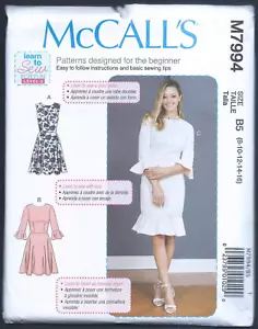 NEW/UNCUT M7994 McCall's Pattern Misses Lined Dresses 3 Variations (Sizes 8-16) - Picture 1 of 4
