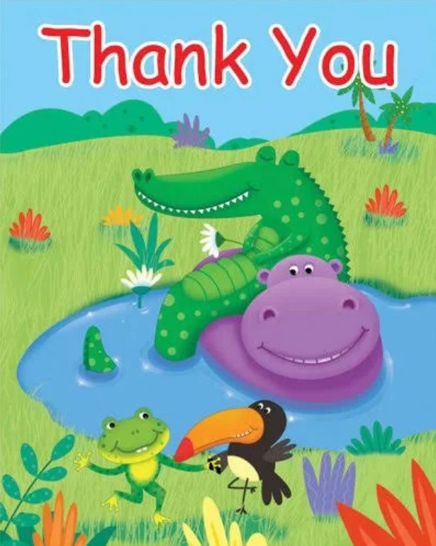 Jungle Buddies Thank You Cards (8) - Birthday Party Supplies - Image 1 of 1