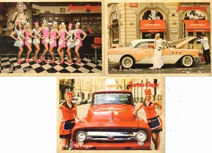 Vintage Postcards x 3 - 1950s Scenes - James Dean Restaurant. No. 1 in Prague. - Bild 1 von 2