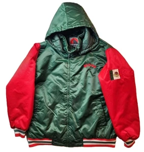 Vintage Born In Hill Mexico Bomberjacke Herren XLarge Steppfutter Grün & Rot - Bild 1 von 9