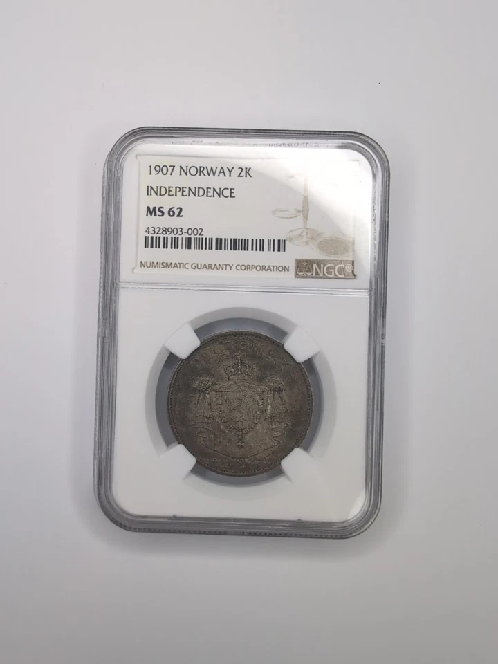 1907 Norway 2 Kroner Independence Silver Coin NGC MS62 Haakon VII Co - Image 1 of 4