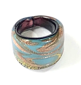 Venetiaurum Murano Ring Glass Italy Swirl Chunky - Size 7 - Picture 1 of 12