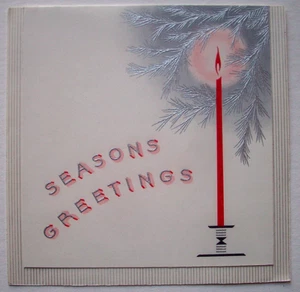 Candle and silver pines embossed 30's vintage Christmas greeting card *XX24 - Picture 1 of 3