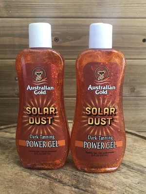(2) Australian Gold Solar Dust Tanning Gel (8 oz) Each Golden Shimmer Non-Greasy - Image 1 of 4