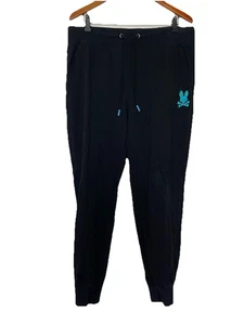 Pantalone Jogger Psycho Bunny Uomo XL Nero Cotone Elastico Vita Logo Blu  - Foto 1 di 7
