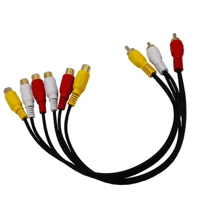 Audio Video AV Adapter Cable 3 RCA Male Jack to 6RCA Female Plugs Splitter - Image 1 of 4