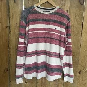 Vintage Y2K Volcom Thermal Striped Long Sleeve L Shirt - Picture 1 of 6