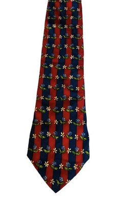 Nautica Men’s Silk Stripe Floral Tie Necktie Y2K - Image 1 of 4