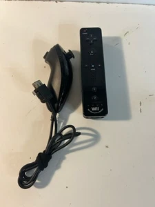 Nintendo Wii Motion Plus Remote RVL-036 Black W/ Nunchuck OEM Tested & Working - Picture 1 of 5