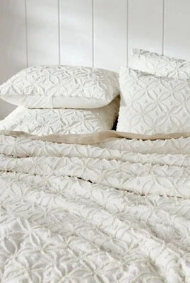 ▪️NWT Anthropologie Layla Cotton Embellished Quilt in White - Image 1 of 4