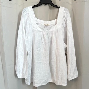 Terra Sky Womens Top Size 2X White Milkmaid Puff Sleeve Coquette Cottage 18333 - Picture 1 of 8
