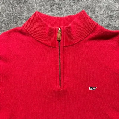 Jersey Vineyard Vines Hombre Pequeño Red 1/4 Zip Jersey Logo casual Preppy Whale Foto 1 de 4