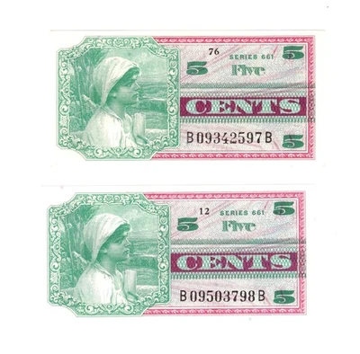 Military Payment Certificate MPC Series 661 5 Cents 2 Consecutives UNCIRCULATED - Image 1 of 2