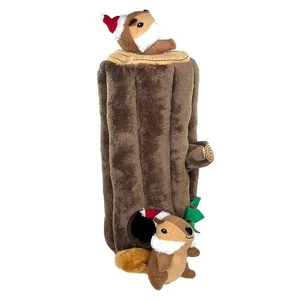 Plush Interactive Holiday Tree Stump Toy with Squirrels - Picture 1 of 5