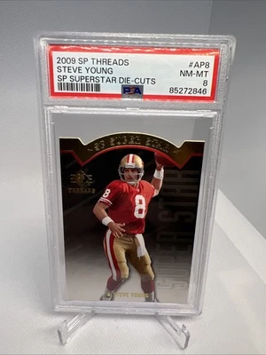 2009 SP Threads Die Cut #AP8 Steve Young Non Rookie San Francisco 49ers PSA 8 - Image 1 of 2