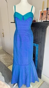 France’s Lee Silk Two Tone Vintage Dress Prom Ball Party Fish Tail UK 12 8 - 12 - Picture 1 of 15