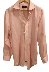 Holland & Sherry Bespoke Button Up Hemd Herrenhemd feines Leinen rosa/weiß Gr. XL - Bild 1 von 10