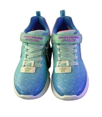 Skechers Girl's S-Lights Flicker Flash Sneakers Aqua/Multi Size11.5 303703L/AQMT - Image 1 of 4