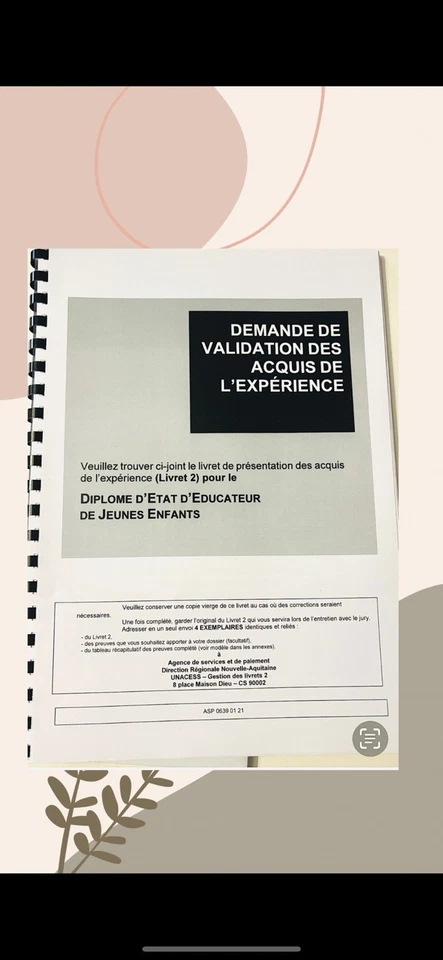 LIVRET 2 VAE EJE REFORME 2024 + prépa complète orale +présentation devant jury - Photo 1/2
