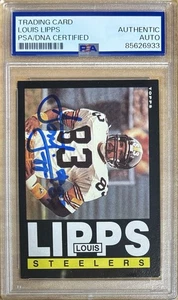 Topps Louis Lipps Pittsburg Steelers 1985 PSA auténtico automático - Imagen 1 de 2