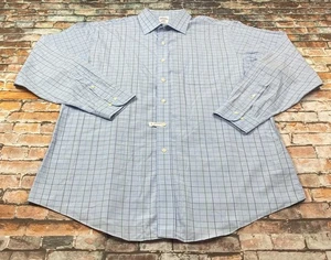 Brooks Brother Dress Shirt Adult 17 4/5 Blue Check Regent Fit  Button Down Mens - Picture 1 of 13