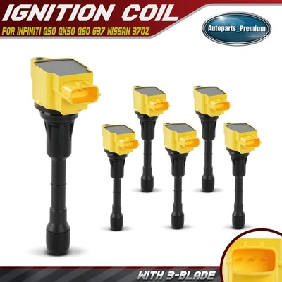 6x Bobina de encendido amarilla para INFINITI Q50 QX50 Q60 G37 QX70 Q70 Q40 Nissan 370Z Foto 1 de 4