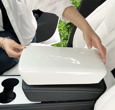 WHITE Interior Armrest Box Storage Trim Cover For 2017-2023 Tesla Model 3 & Y  Foto 1 de 4