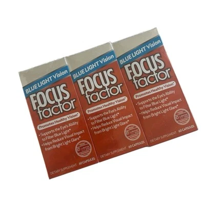 3 cajas factor de enfoque luz azul visión visión visión saludable 60 cápsulas caducidad: 05/2025 Foto 1 de 4