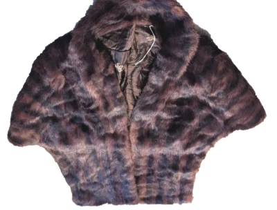 Vintage Handmade Mink Stole Cape Shawl Brown Collar Very Good - Image 1 of 4
