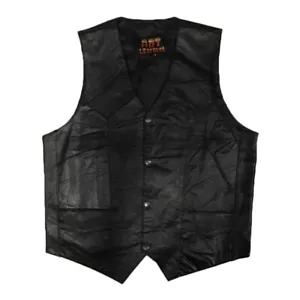 Hot Leathers Black Leather Motorcycle Vest Men's Sizes XS, SM & LG - Bild 1 von 1