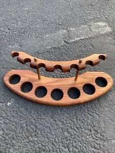 Watlux Smoking Pipe Stand 7 Tobacco Cigar Ash Wood Rack Holder Wooden Pipes New - Picture 1 of 11