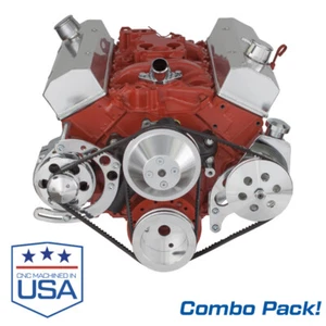 Alternador de bloque pequeño Chevy y soportes de dirección asistida combo bomba larga SBC 350 - Imagen 1 de 3
