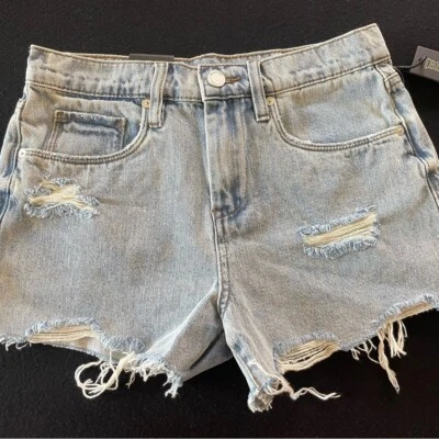 Shorts jeans desgastado cintura alta vintage The Borrow novo com etiquetas em branco tamanho 26 - Imagem 1 de 4