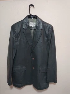 Scully Leather Jacket Men's 44 Western Button Up Coat Satin Lining Blazer - Picture 1 of 23