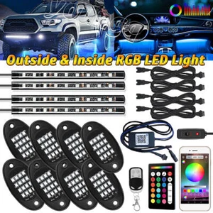 12x RGB LED Rock Lights Pods Kit Underbody Neon Music Light Lamp Bluetooth APP - Picture 1 of 16
